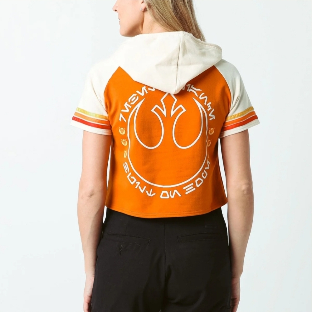 NEW Star Wars Rebel Alliance Hoodie Cropped Short Sleeve Junior Medium